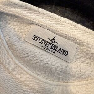 Stone Island Jrs, Light weight sweater, white, size 12